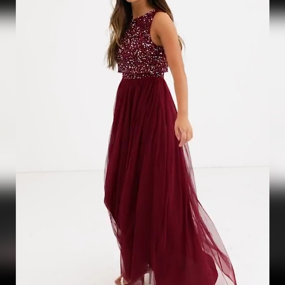 ASOS Maya Petite Bridesmaid delicate sequin 2 in 1 maxi dress - Picture 8 of 13